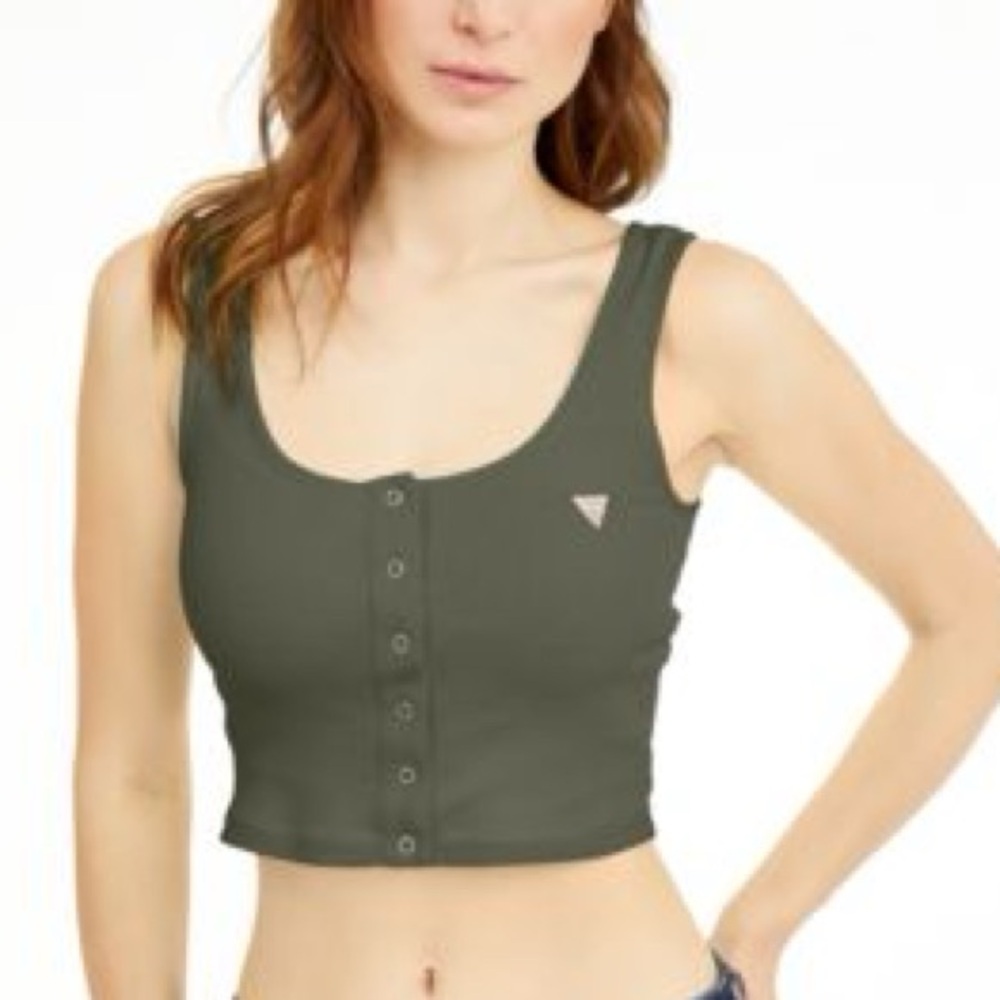 Guess Green Eco Crop Tank Top Size Medium